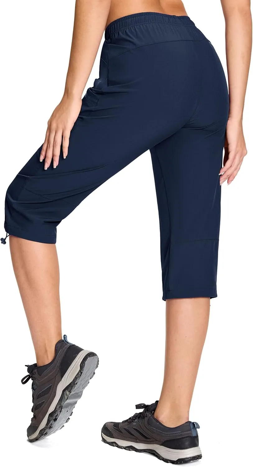 MAGCOMSEN Women's Capri Pants UPF 50  Lightweight Hiking Cargo Capri Joggers Quick Dry Golf Summer Pants with 5 Pockets