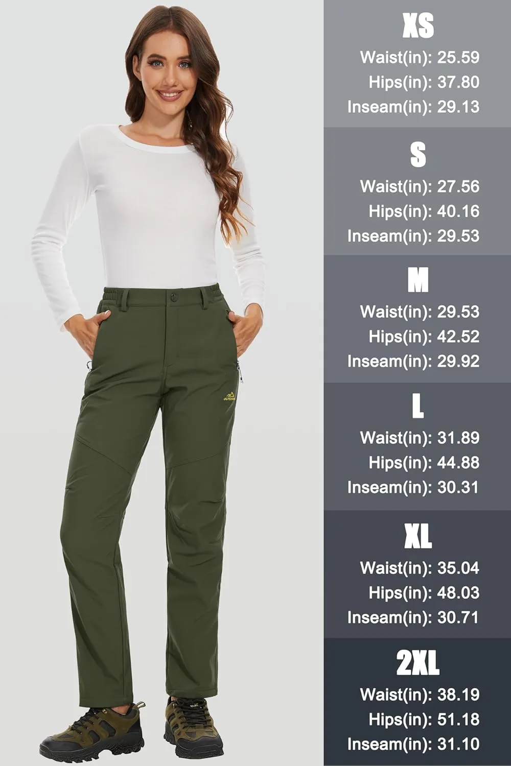 MAGCOMSEN Women's Fleece Lined Waterproof Insulated Softshell Pants Outdoor Snow Ski Pants Winter Warm Hiking Pants