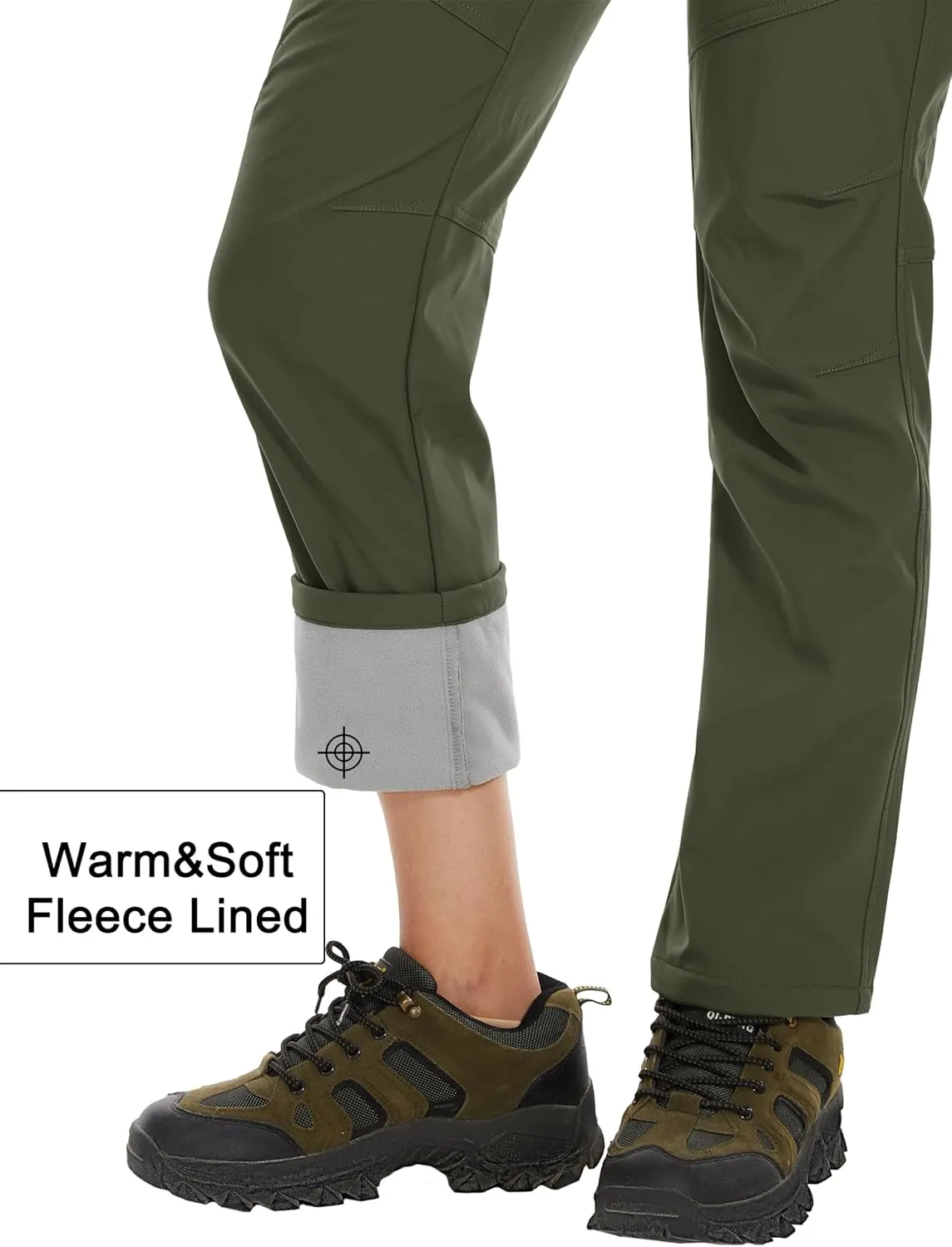 MAGCOMSEN Women's Fleece Lined Waterproof Insulated Softshell Pants Outdoor Snow Ski Pants Winter Warm Hiking Pants