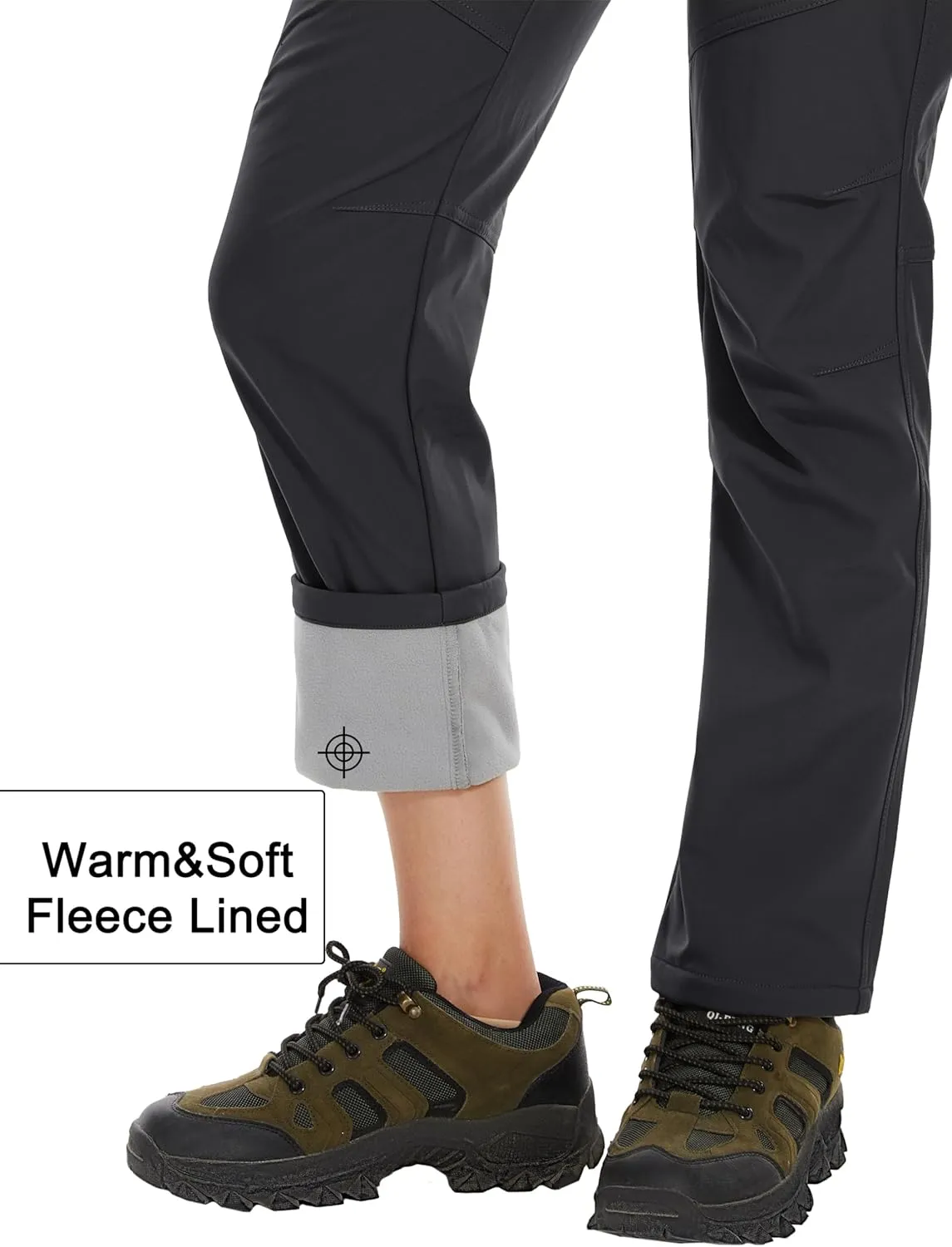 MAGCOMSEN Women's Fleece Lined Waterproof Insulated Softshell Pants Outdoor Snow Ski Pants Winter Warm Hiking Pants