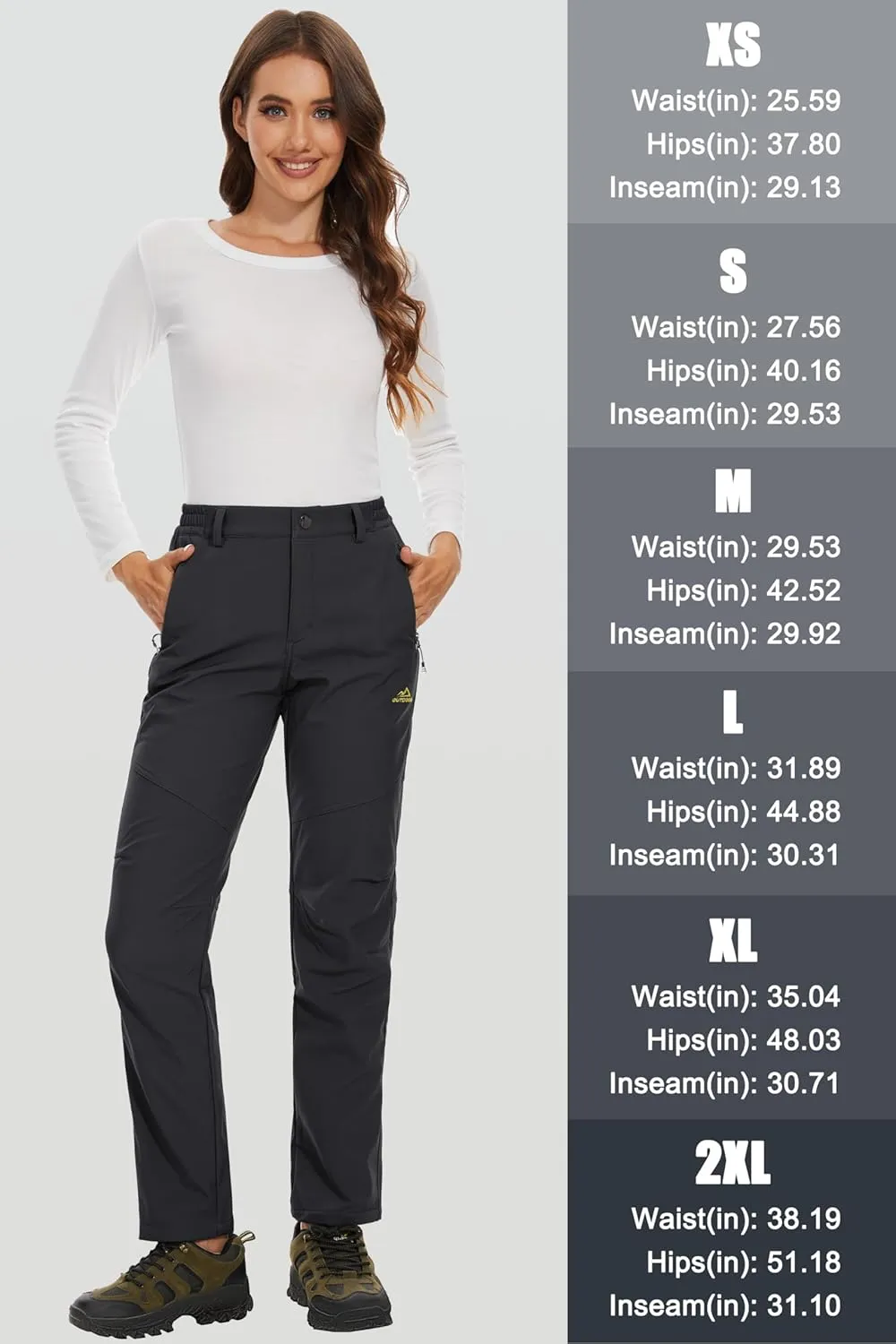 MAGCOMSEN Women's Fleece Lined Waterproof Insulated Softshell Pants Outdoor Snow Ski Pants Winter Warm Hiking Pants