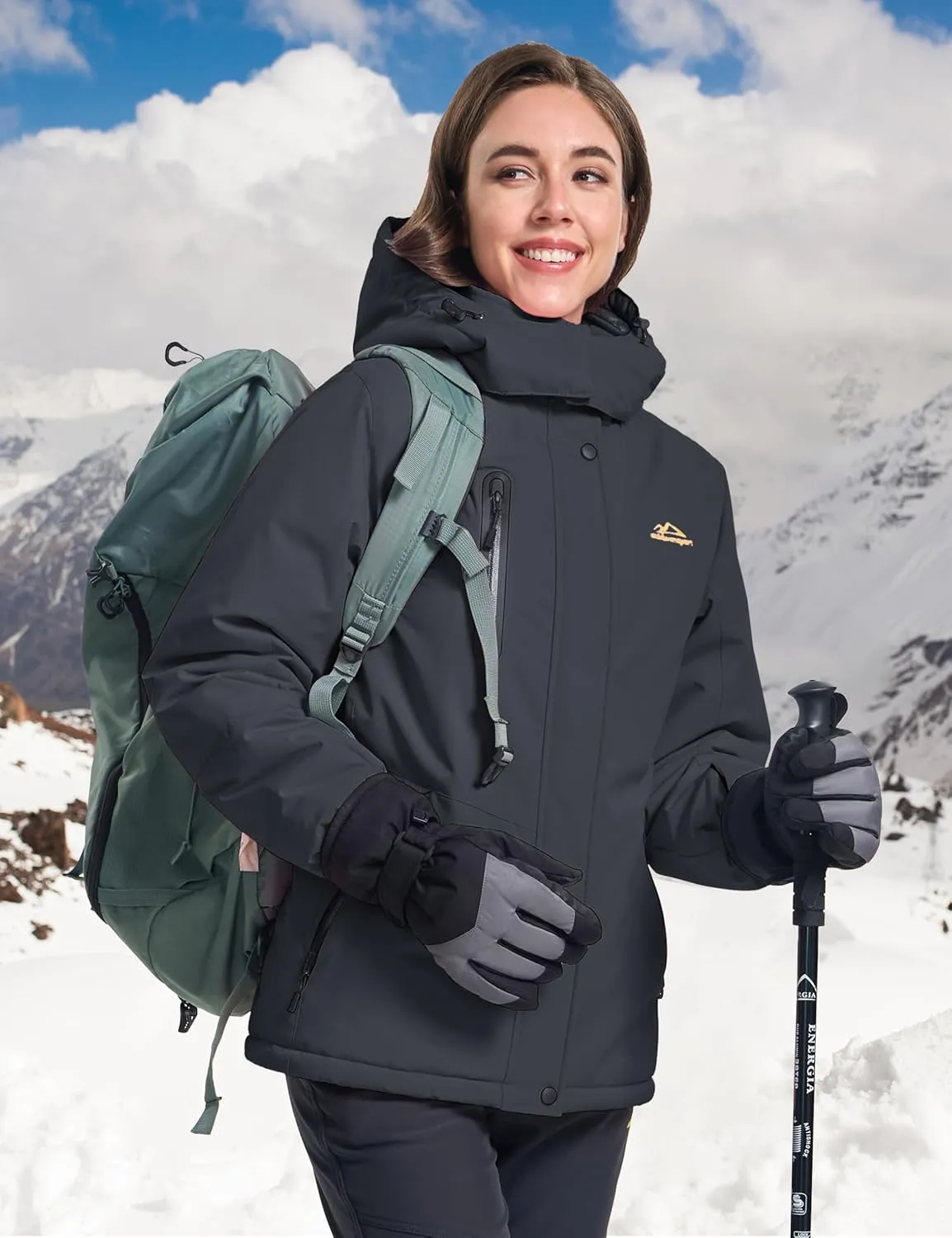 MAGCOMSEN Women's Winter Coats Waterproof Insulated Snow Ski Jacket Hood Fleece Lined Warm Mountain Snowboarding Windbreaker