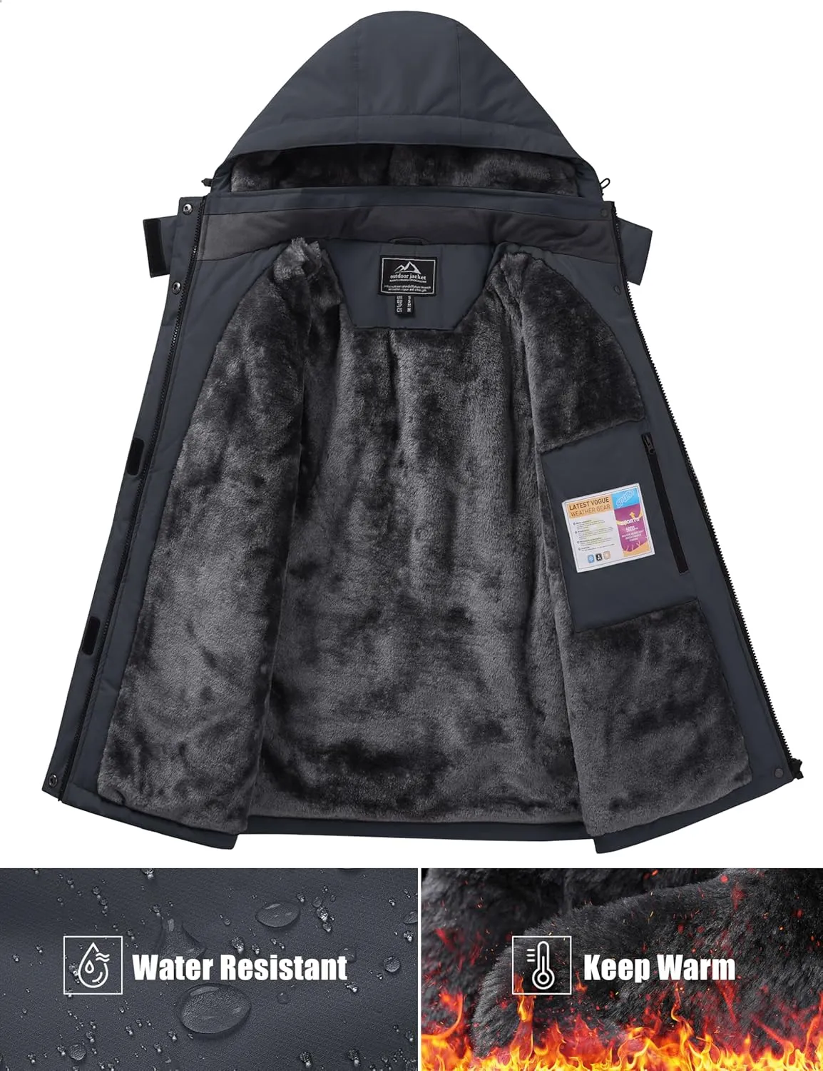 MAGCOMSEN Women's Winter Coats Waterproof Insulated Snow Ski Jacket Hood Fleece Lined Warm Mountain Snowboarding Windbreaker