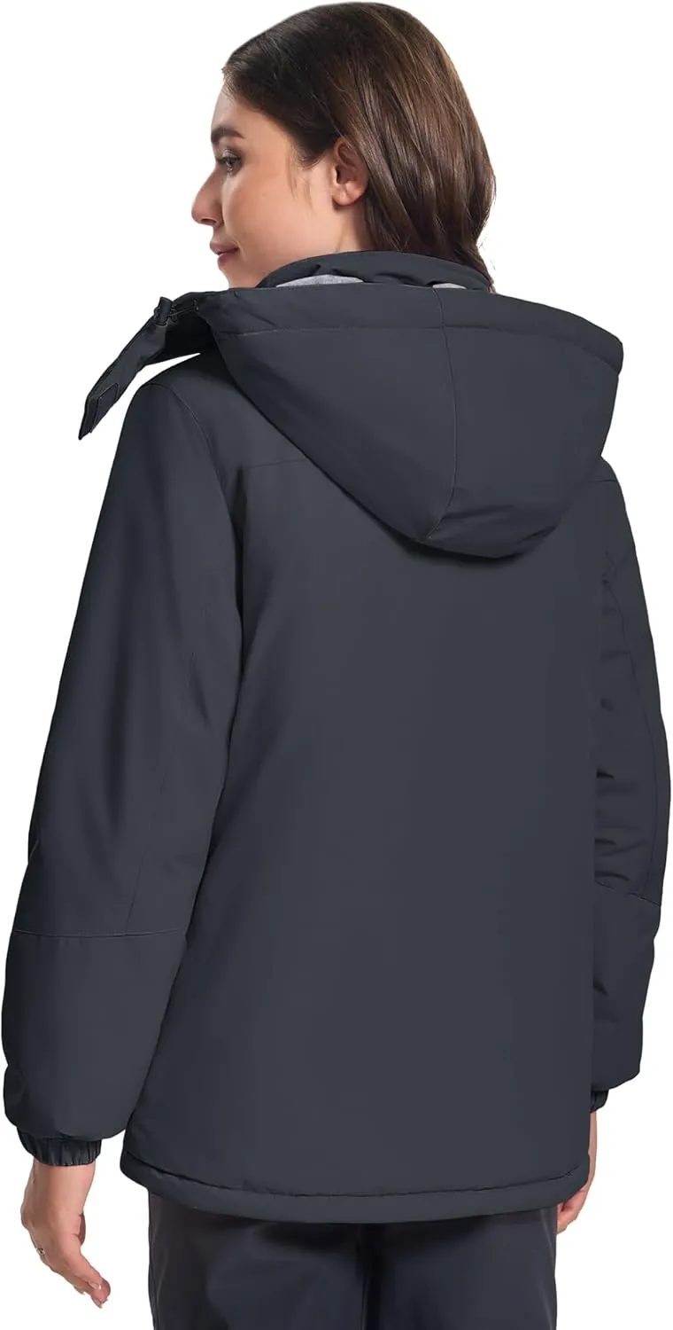 MAGCOMSEN Women's Winter Coats Waterproof Insulated Snow Ski Jacket Hood Fleece Lined Warm Mountain Snowboarding Windbreaker