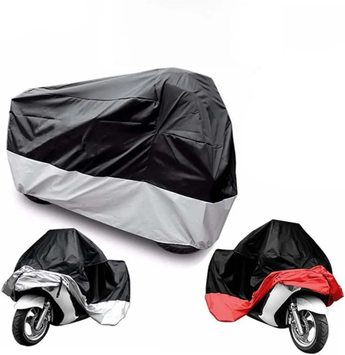 MAGICLULU Motorcycle Cover Waterproof Sun Block Universal Fit for Most Motorbikes Atvs Weatherproof Polyester Elastic Bottom Storage Bag