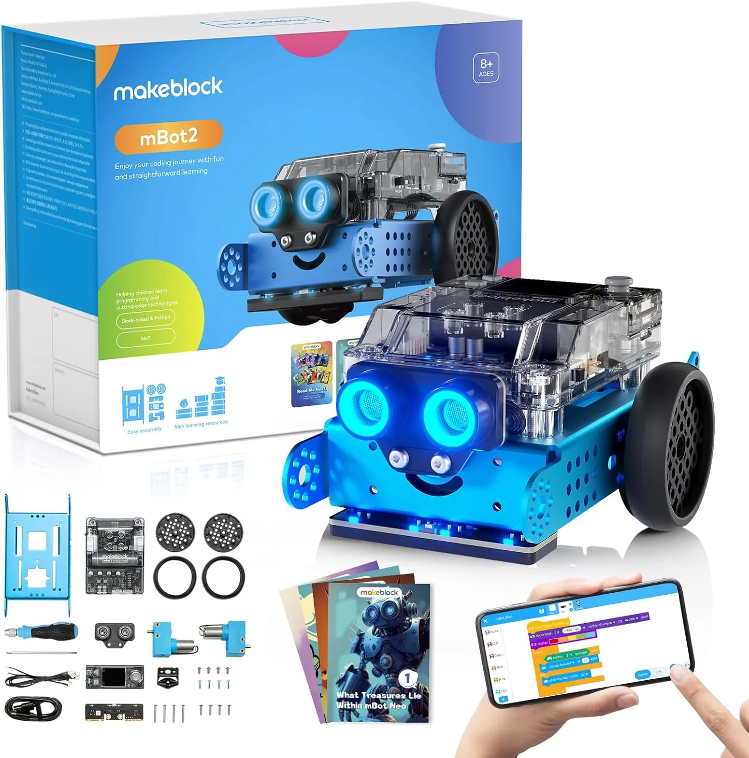 Makeblock mBot2 Coding Robot for Kids, AI Learning Robot Support Scratch & Python Programming, Robotics Kit for Kids Ages 8-12 and up, Building STEM Robot Toys Gifts for Boys Girls