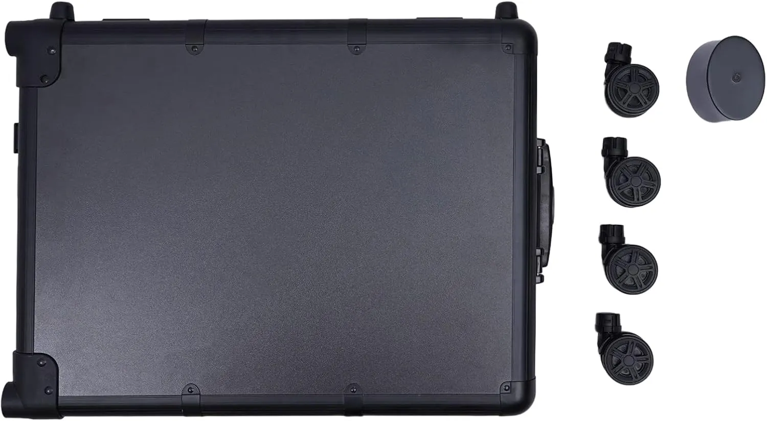 Makeup Case, Rolling Make-Up Case Professional Makeup Station Adjustable Makeup Train Case Travel Cosmetic Storage Box w/LED Light for Hairdressers, Nail Technicians, Beauticians (Black)