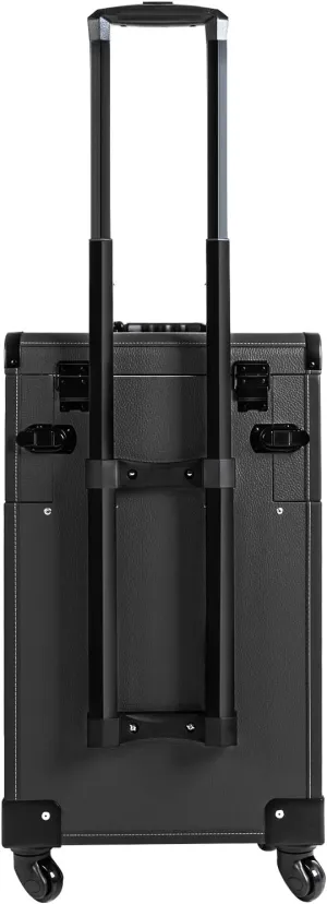 Makeup Train Case, Professional Rolling Cosmetic Trolley Case Lockable Cosmetic Organizer Trolley Portable Large Cosmetic Orgainzer for Wedding Makeup Scenarios Outdoor Shooting Cinemas (Black)