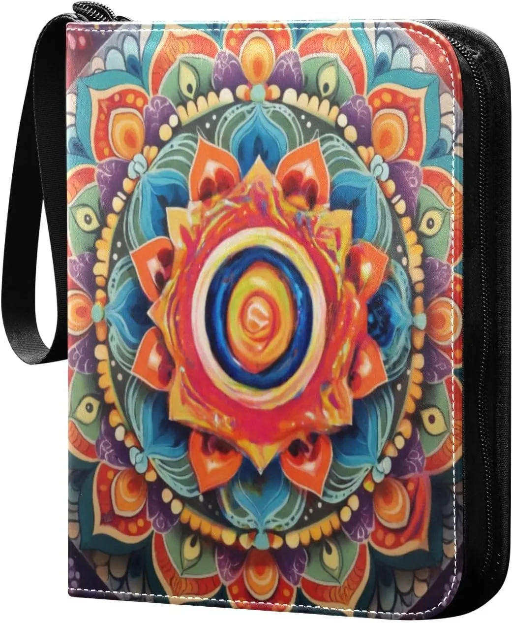 Mandala Pattern Colorful Card Binder 4-Pocket, 400 Pockets Trading Cards Holder Games Card Albums Storage Organizer Case for Football, Baseball Cards