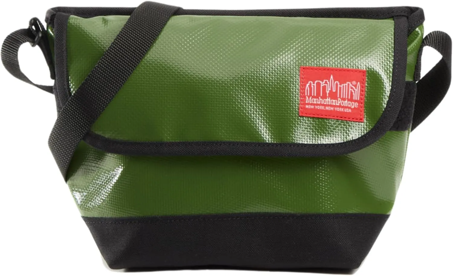Manhattan Portage Vinyl Messenger Bag (XXS) Ver 2 With Spacious Compartment And Interior Zip Pocket Water Proof (Olive)