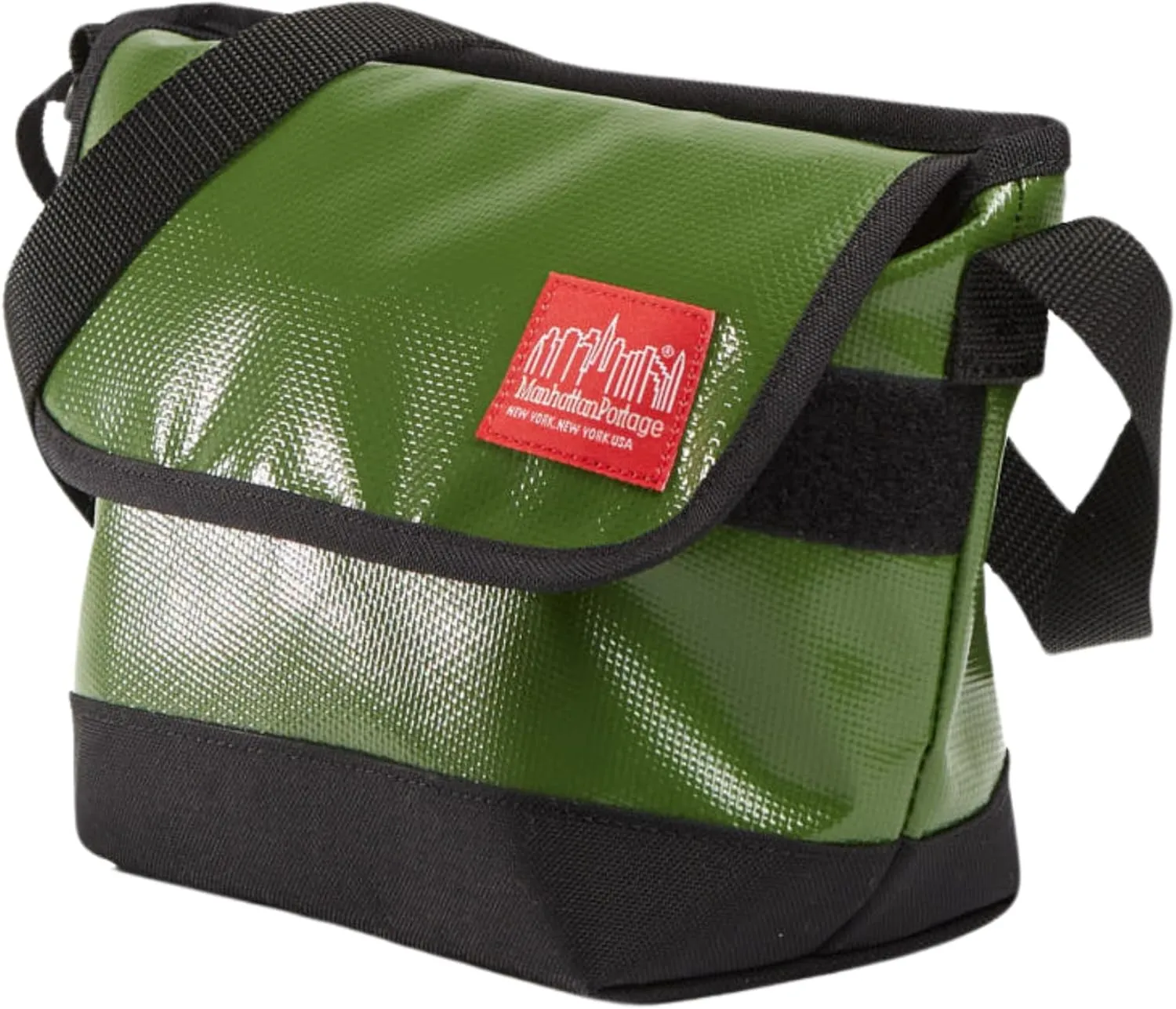 Manhattan Portage Vinyl Messenger Bag (XXS) Ver 2 With Spacious Compartment And Interior Zip Pocket Water Proof (Olive)