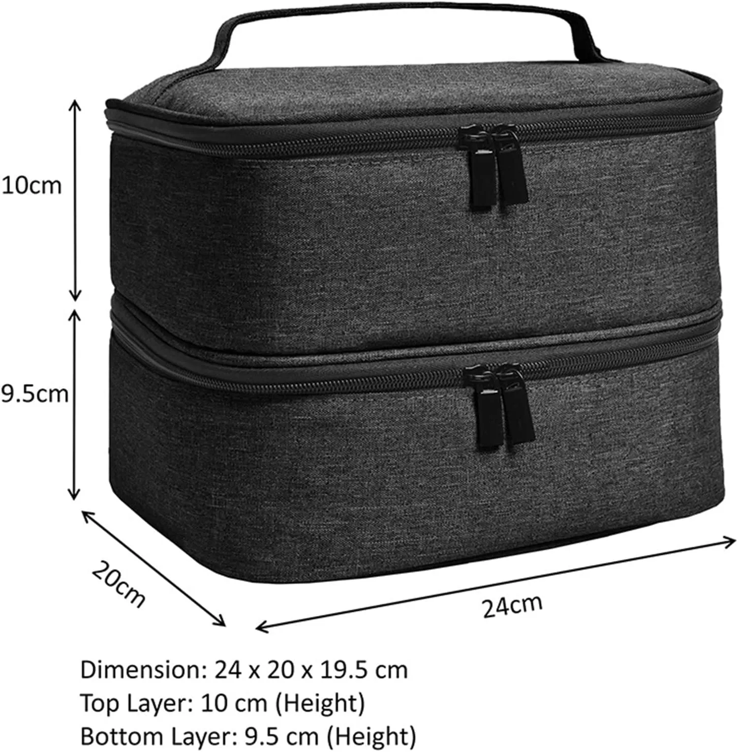Manicure Tools Organiser Case, Detachable 2 Layers Nail Polish Nail Varnish Case Nail Varnish Storage Bag Nail Varnish Travel Carrying Case for Nail Polish Tools Kit (Empty Case) (Grey)