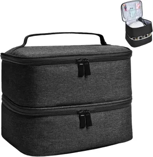 Manicure Tools Organiser Case, Detachable 2 Layers Nail Polish Nail Varnish Case Nail Varnish Storage Bag Nail Varnish Travel Carrying Case for Nail Polish Tools Kit (Empty Case) (Grey)