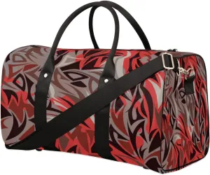 Maori Motifs Travel Duffle Bag Waterproof Foldable Weekender Bags for Women and Men Durable Carry on Overnight Bag with Shoulder Strap Lightweight Sports Gym Tote Bag