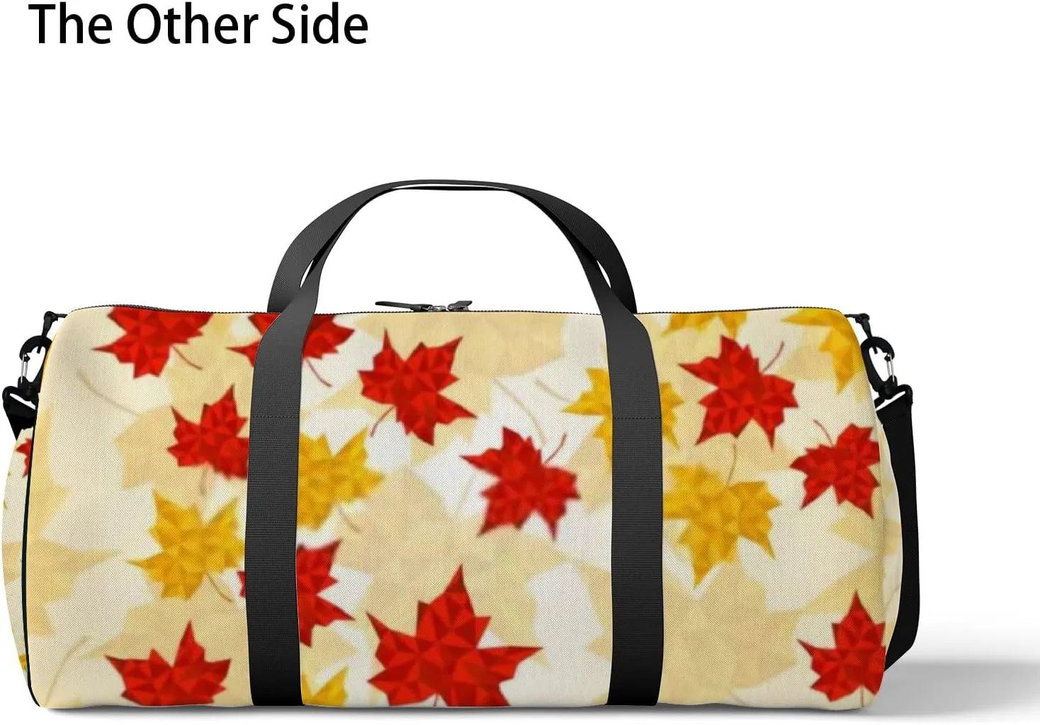 Maple Leaves Triangular Style Vector Illustration Sports Bag Tote Bag Waterproof Gym Bag with Shoulder Strap Zipper 2 Side Pockets for Men and Women, Travel and Storage Shoulder Bag.