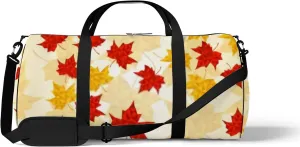 Maple Leaves Triangular Style Vector Illustration Sports Bag Tote Bag Waterproof Gym Bag with Shoulder Strap Zipper 2 Side Pockets for Men and Women, Travel and Storage Shoulder Bag.