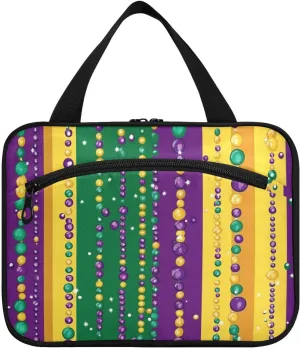 Mardi Gras Carnival Beads hanging medicine bag for traveling with hook, designer expandable bag with compartments for cruise travel backpacking estuche para guardar maquillaje L