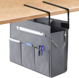 MASTLU Under Desk Hanging Storage Bag, Desk Organizer Storage, Office Side Storage Bag, Compatible with A4 Files, Detachable Handle Design, No Assembly Required, For Office Home School (Grey)