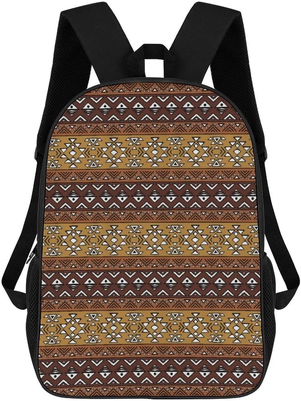 Maya Horizontal Geometric Pattern 17 Inch Travel Backpack Casual Daypacks Computer Shoulder Bag for Work Shopping Unisex