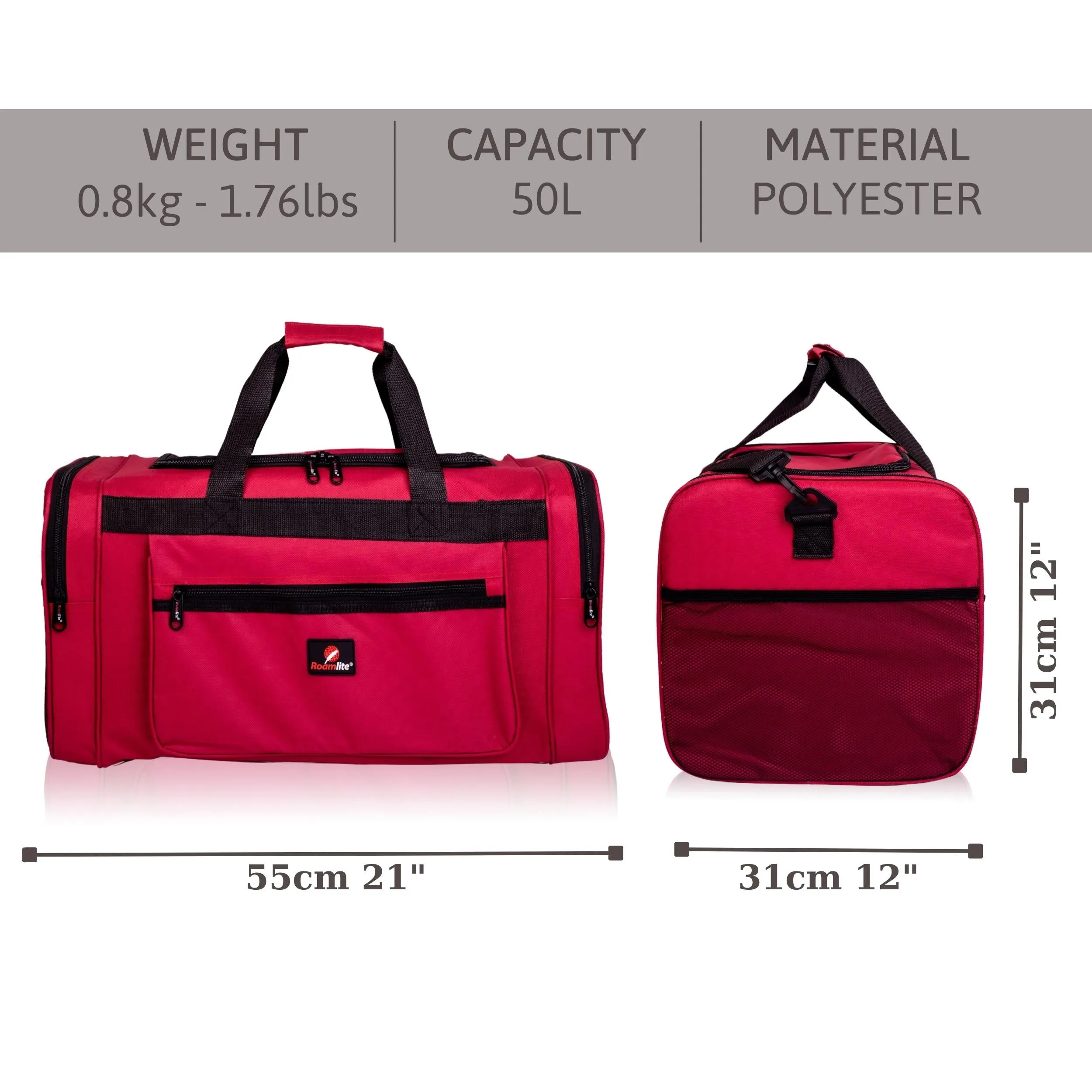 Medium Size Weekend Holdall or Overnight Duffle - Ideal Gym Sports Bag
