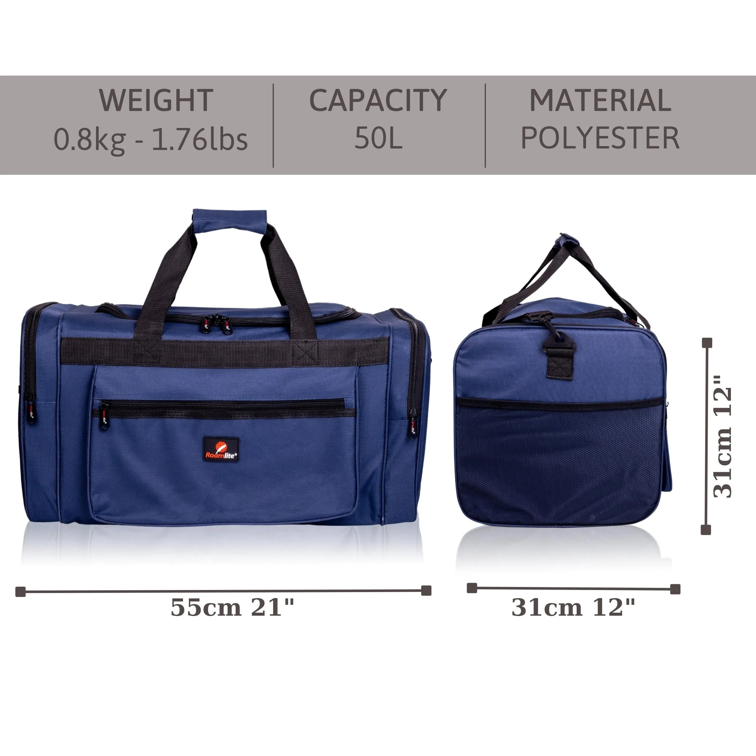 Medium Size Weekend Holdall or Overnight Duffle - Ideal Gym Sports Bag