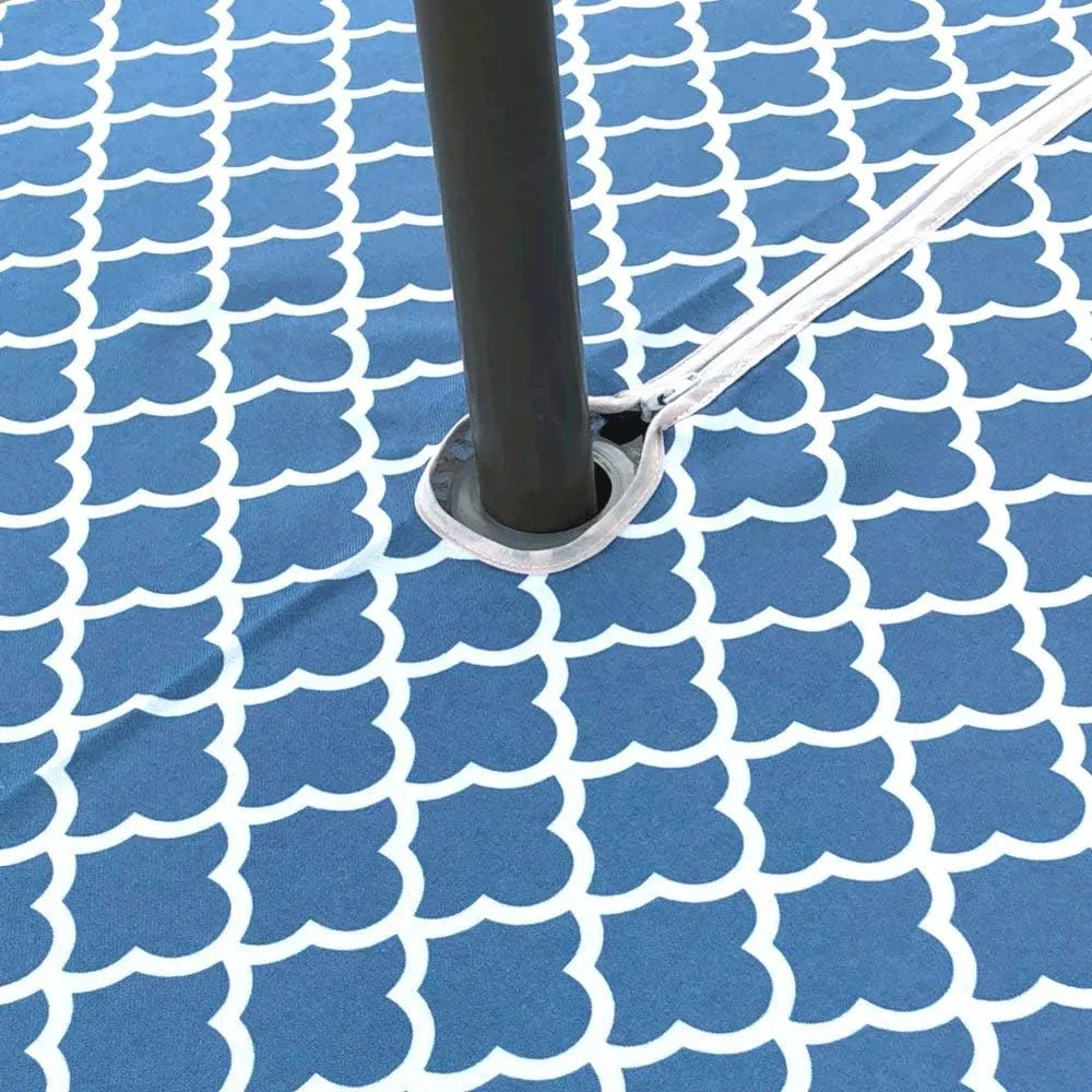 Melaluxe Spring/Summer Wrinkle-Free Waterproof Outdoor Tablecloth with Umbrella Hole and Zipper, 60 Inch Square