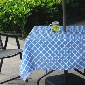 Melaluxe Spring/Summer Wrinkle-Free Waterproof Outdoor Tablecloth with Umbrella Hole and Zipper, 60 Inch Square