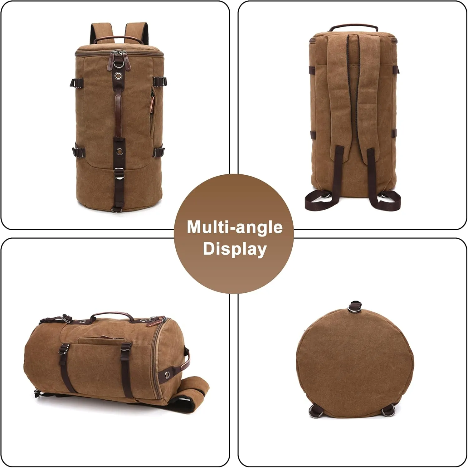 Men's Convertible Travel Duffle Bag Canvas Lightweight Backpack Multipurpose Shoulder Bags Weekend Overnight Handbag (Grey)