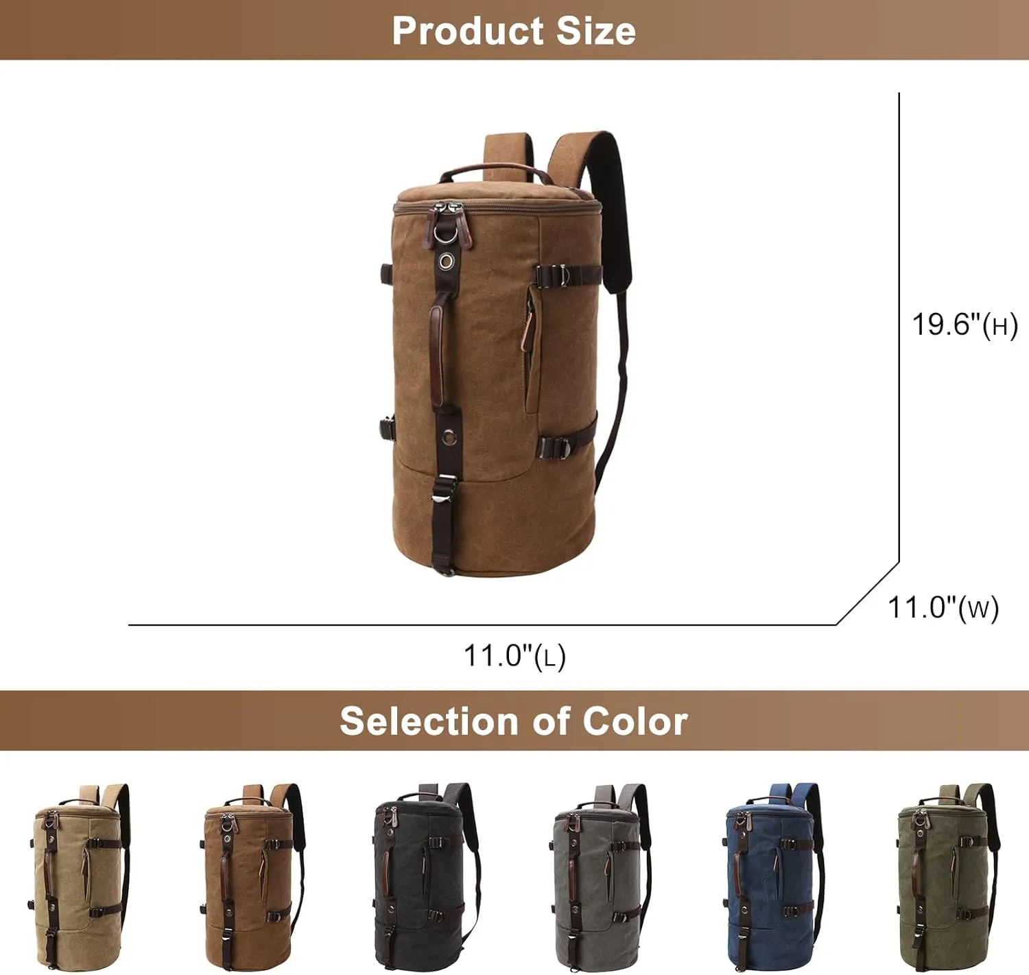 Men's Convertible Travel Duffle Bag Canvas Lightweight Backpack Multipurpose Shoulder Bags Weekend Overnight Handbag (Grey)