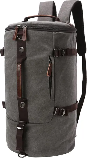 Men's Convertible Travel Duffle Bag Canvas Lightweight Backpack Multipurpose Shoulder Bags Weekend Overnight Handbag (Grey)