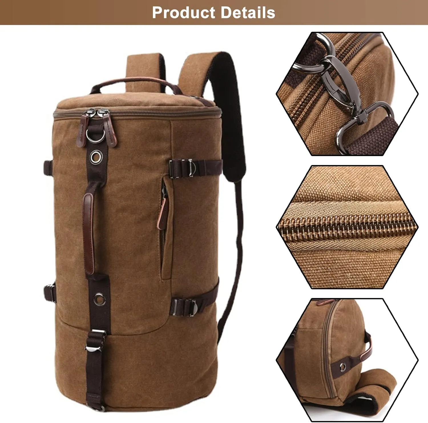 Men's Convertible Travel Duffle Bag Canvas Lightweight Backpack Multipurpose Shoulder Bags Weekend Overnight Handbag (Grey)