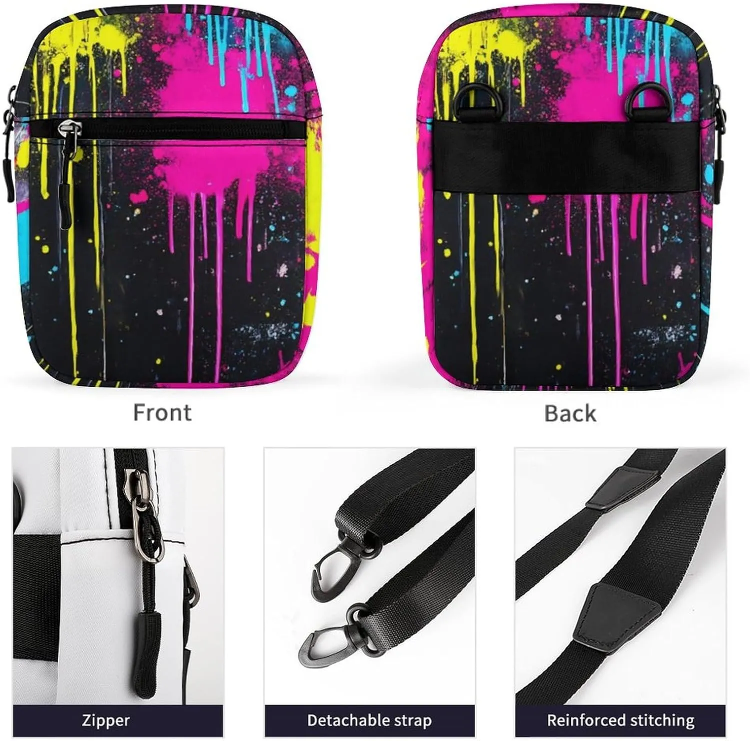 Mens Crossbody Zipper Bag, Small Shoulder Bag Zipper Travel Phone Pouch Wallet Waterproof Mini Purse