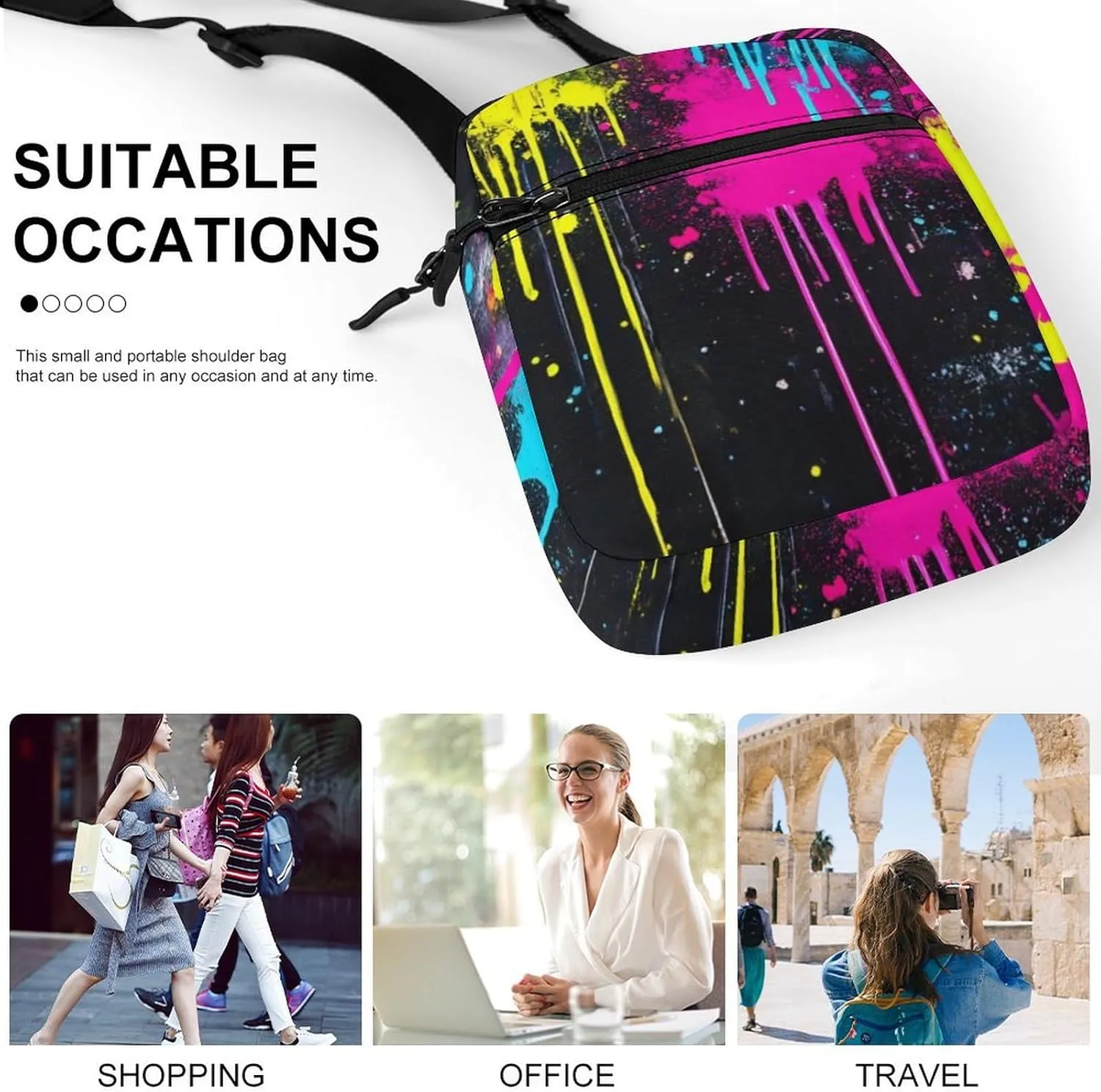Mens Crossbody Zipper Bag, Small Shoulder Bag Zipper Travel Phone Pouch Wallet Waterproof Mini Purse