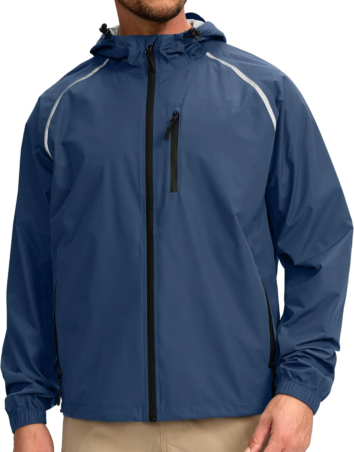 Men's Cycling Rain Jackets Waterproof Running Bike Windbreaker Lightweight Packable Hooded Jacket