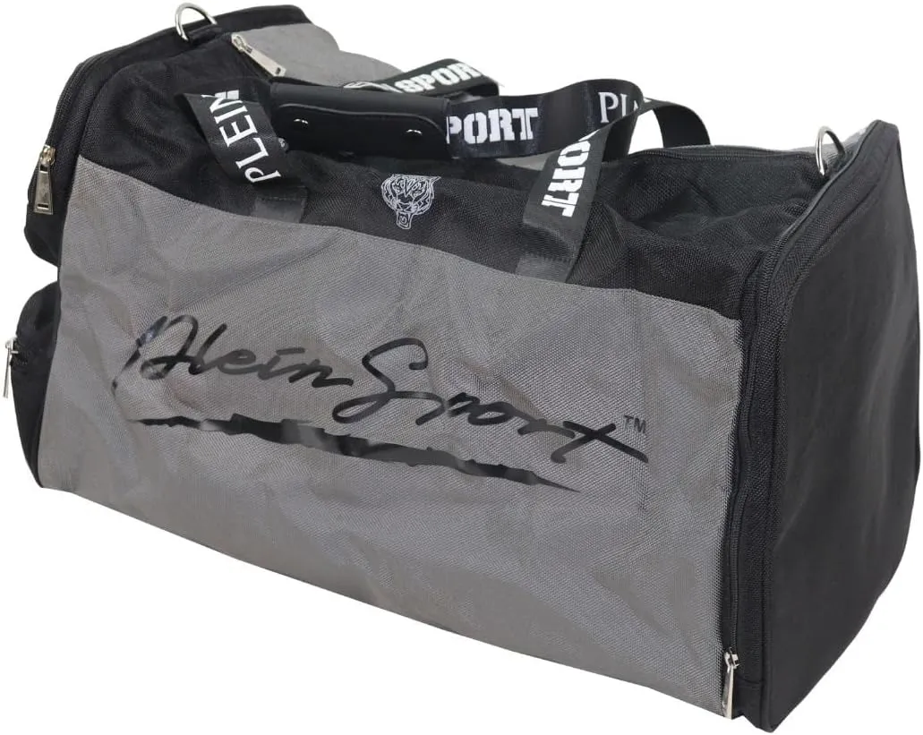 Men's Gray Logo Print Large Travel Gym Duffle Backpack Bag