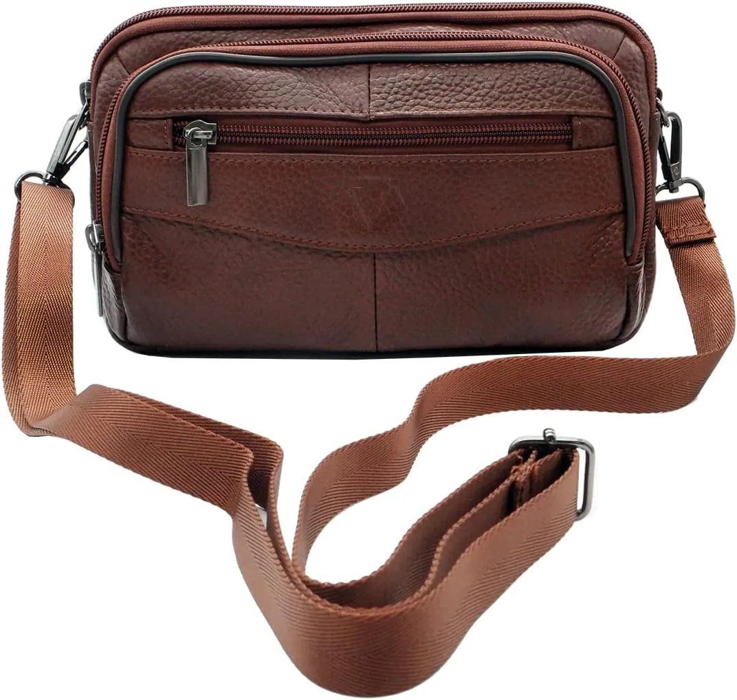 Mens Handbag Genuine Leather Crossbody Shoulder Messenger Bag Organizer Checkbook Wallet Purse