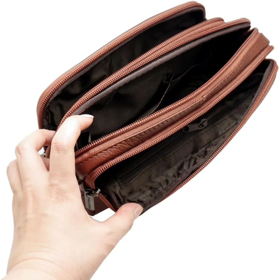 Mens Handbag Genuine Leather Crossbody Shoulder Messenger Bag Organizer Checkbook Wallet Purse