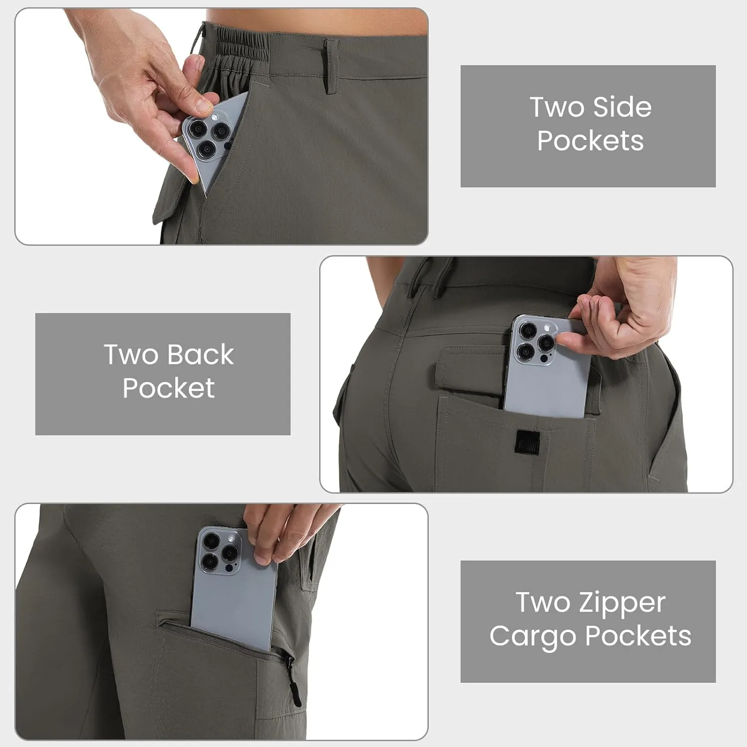 Men's Hiking Cargo Shorts Lightweight Quick-Dry Work Shorts with Zipper Pockets Summer Golf Casual Outdoor Shorts