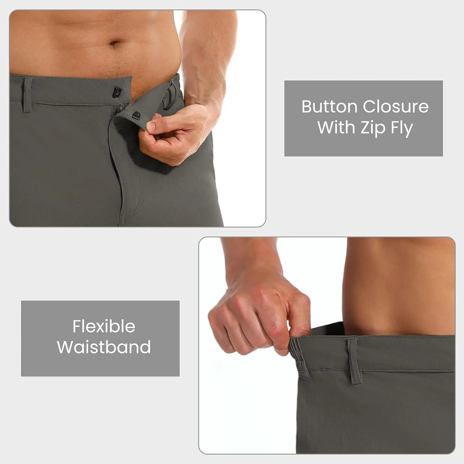 Men's Hiking Cargo Shorts Lightweight Quick-Dry Work Shorts with Zipper Pockets Summer Golf Casual Outdoor Shorts