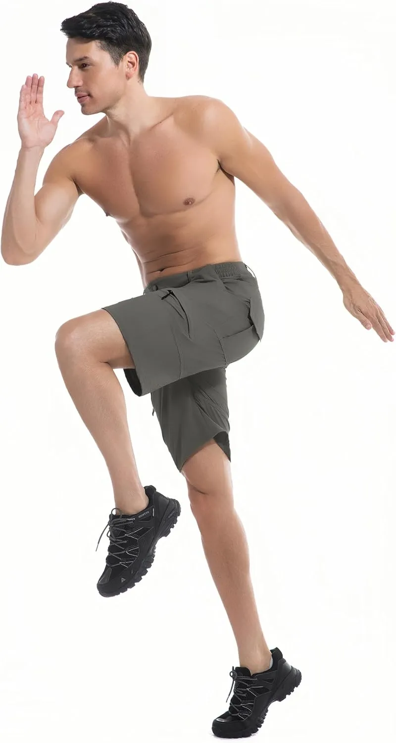 Men's Hiking Cargo Shorts Lightweight Quick-Dry Work Shorts with Zipper Pockets Summer Golf Casual Outdoor Shorts