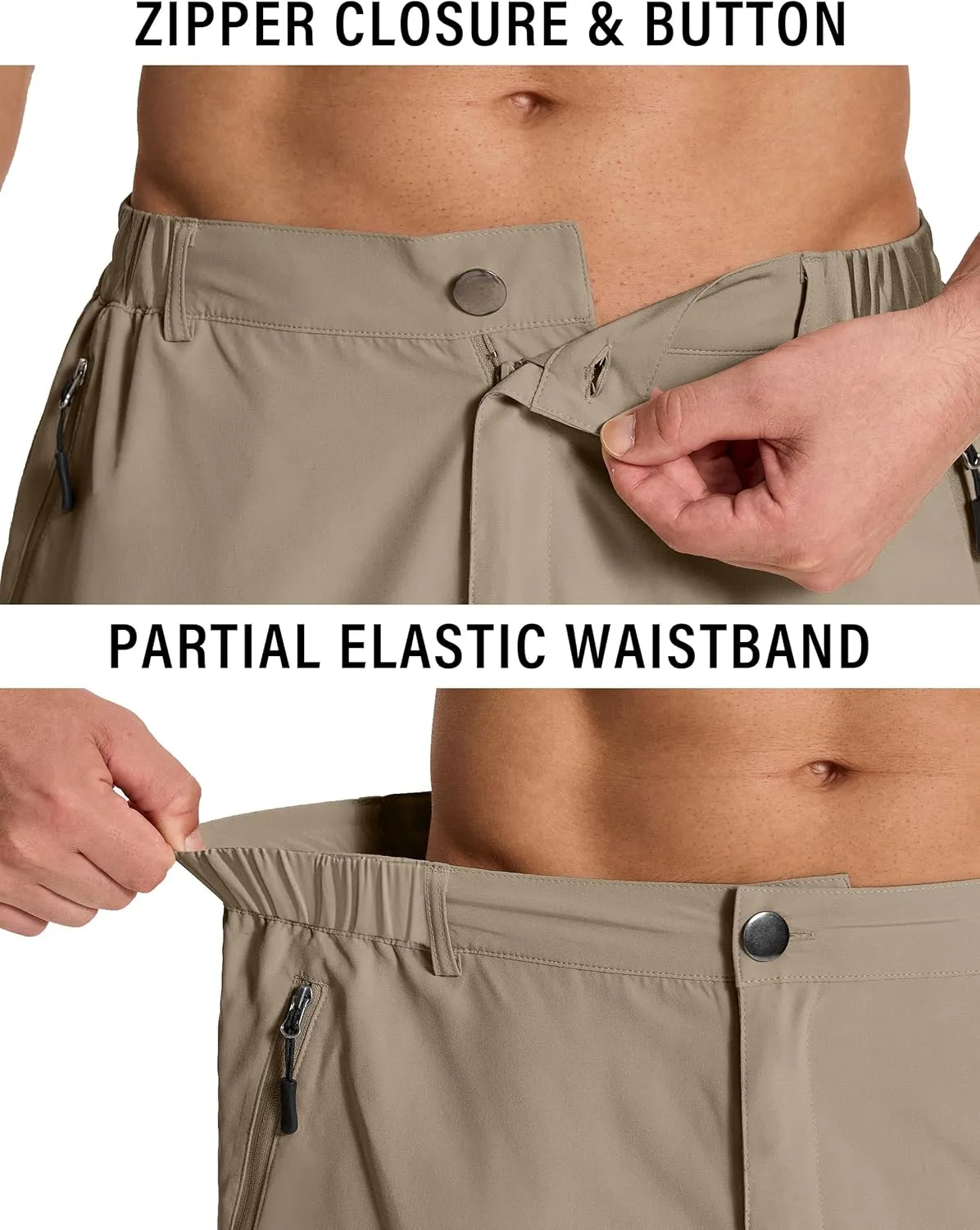 Mens Hiking Cargo Shorts with 6 Zipper Pockets 9" Quick-Dry Lightweight Short for Golf Casual Fishing