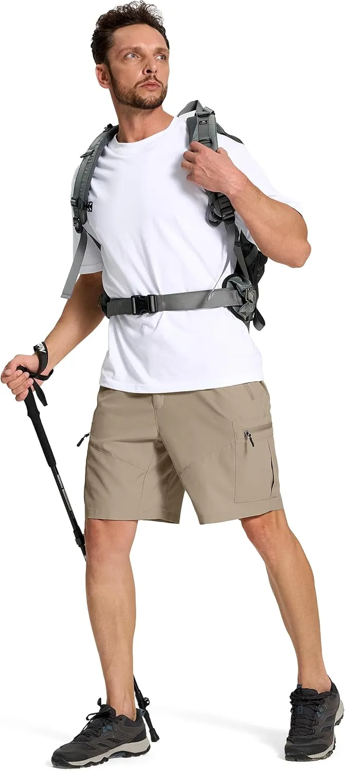 Mens Hiking Cargo Shorts with 6 Zipper Pockets 9" Quick-Dry Lightweight Short for Golf Casual Fishing