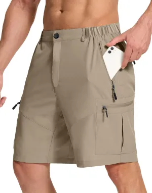 Mens Hiking Cargo Shorts with 6 Zipper Pockets 9" Quick-Dry Lightweight Short for Golf Casual Fishing