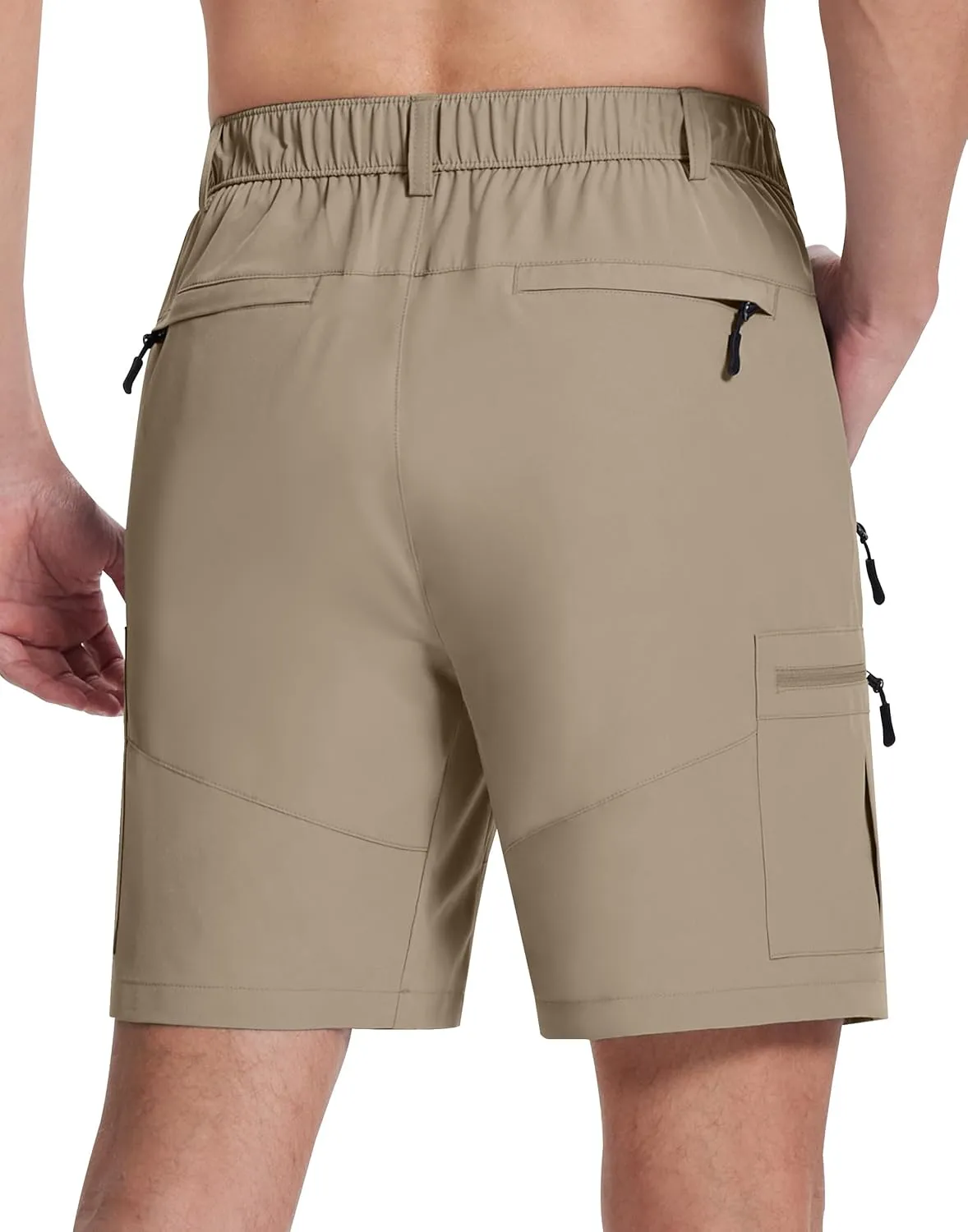 Mens Hiking Cargo Shorts with 6 Zipper Pockets 9" Quick-Dry Lightweight Short for Golf Casual Fishing