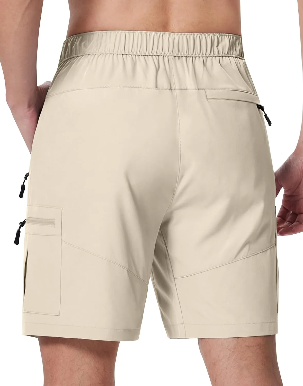 Mens Hiking Cargo Shorts with Zipper Pockets 7" Quick Dry Lightweight Drawstring Shorts for Summer Outdoor Golf Casual