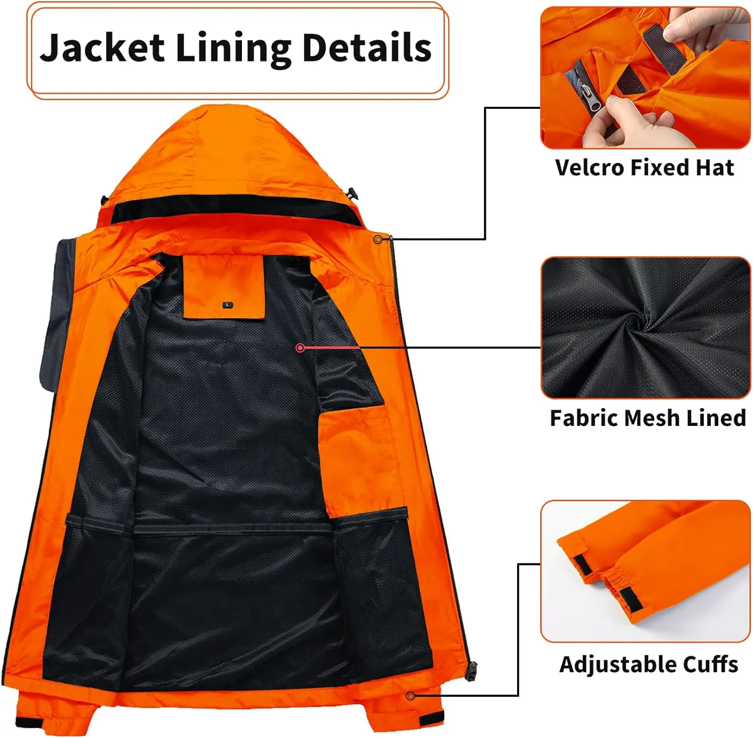Mens Lightweight Waterproof Rain Jacket Windproof Raincoat Hooded jackets for Men Hiking Cycling Travel M-7XL