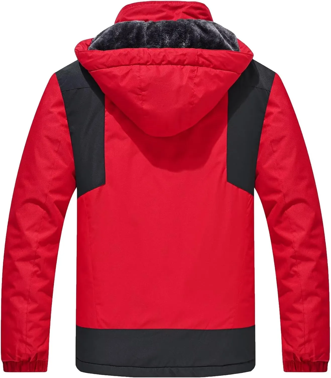 Men's Mountain Ski Jacket Waterproof Fleece Liner Snow Coat Warm Winter Windproof Hooded Raincoat