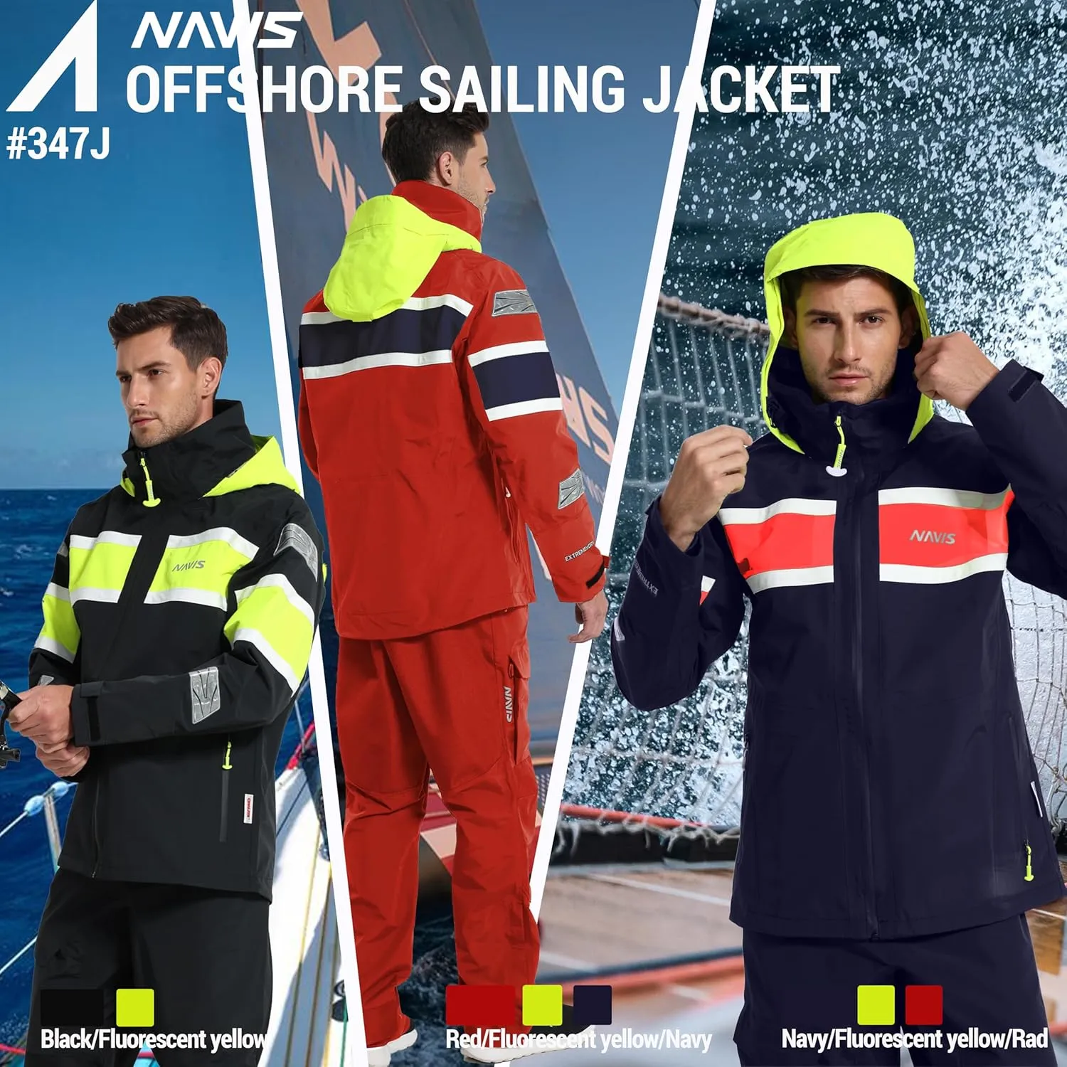 Men's Sailing Jacket - Ocean PRO 3-Layer Shell, Waterproof, Breathable, Durable Coat