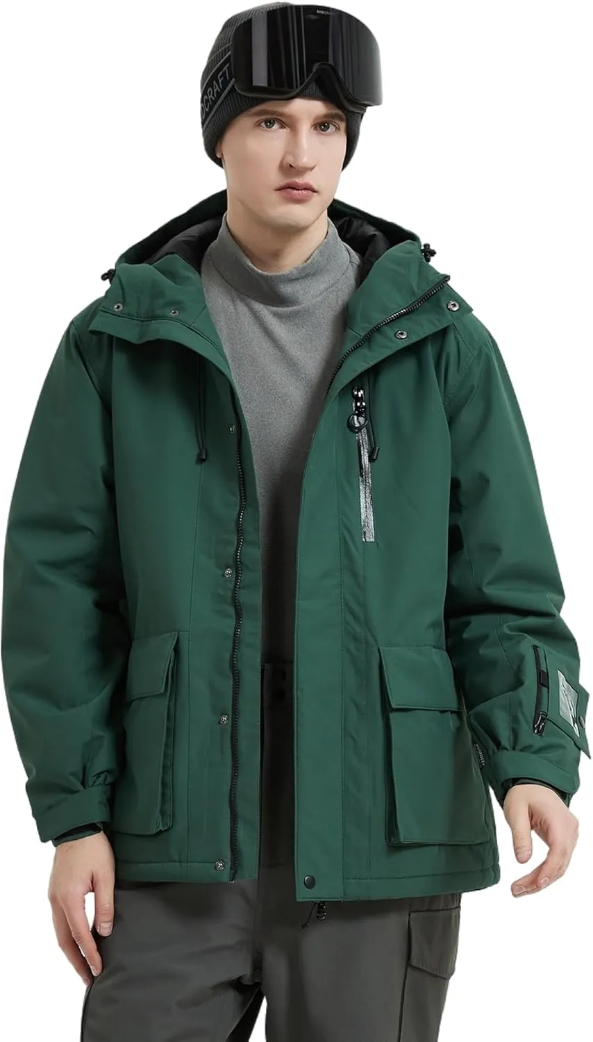 Men's Ski Jacket Waterproof Insulated Winter Snow Coat for Outdoor Snowboarding Raincoat