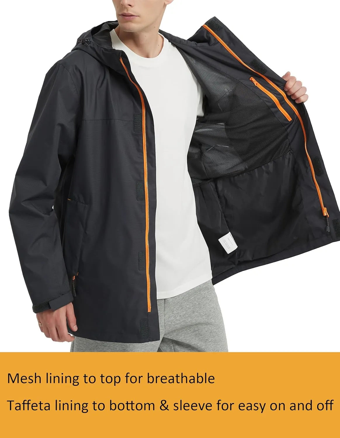 Mens Ultra Lightweight Hooded Waterproof Rain Jacket Breathable Raincoat Shell for Hiking fishing walking dogs
